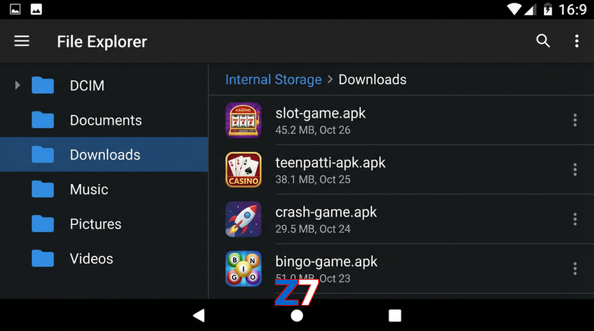Main screen of Z7 gameapk page for PK players