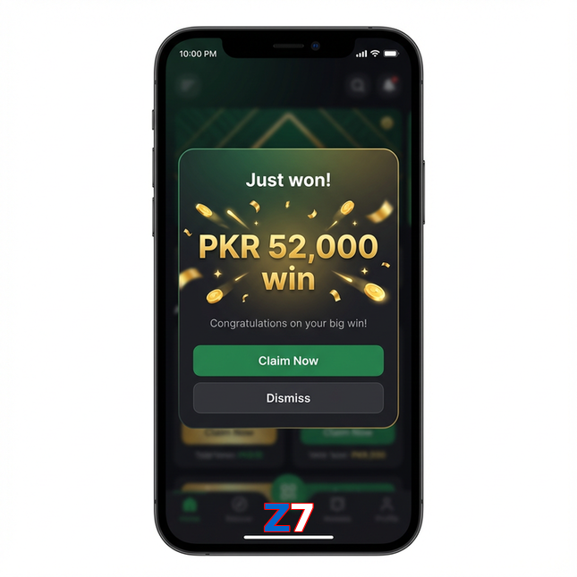 Main screen of Z7 win page for PK players